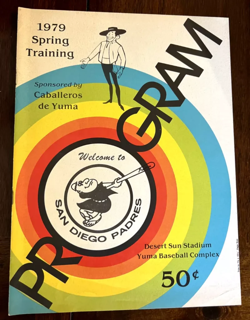 1979 Padres Spring Training in Yuma Arizona Program